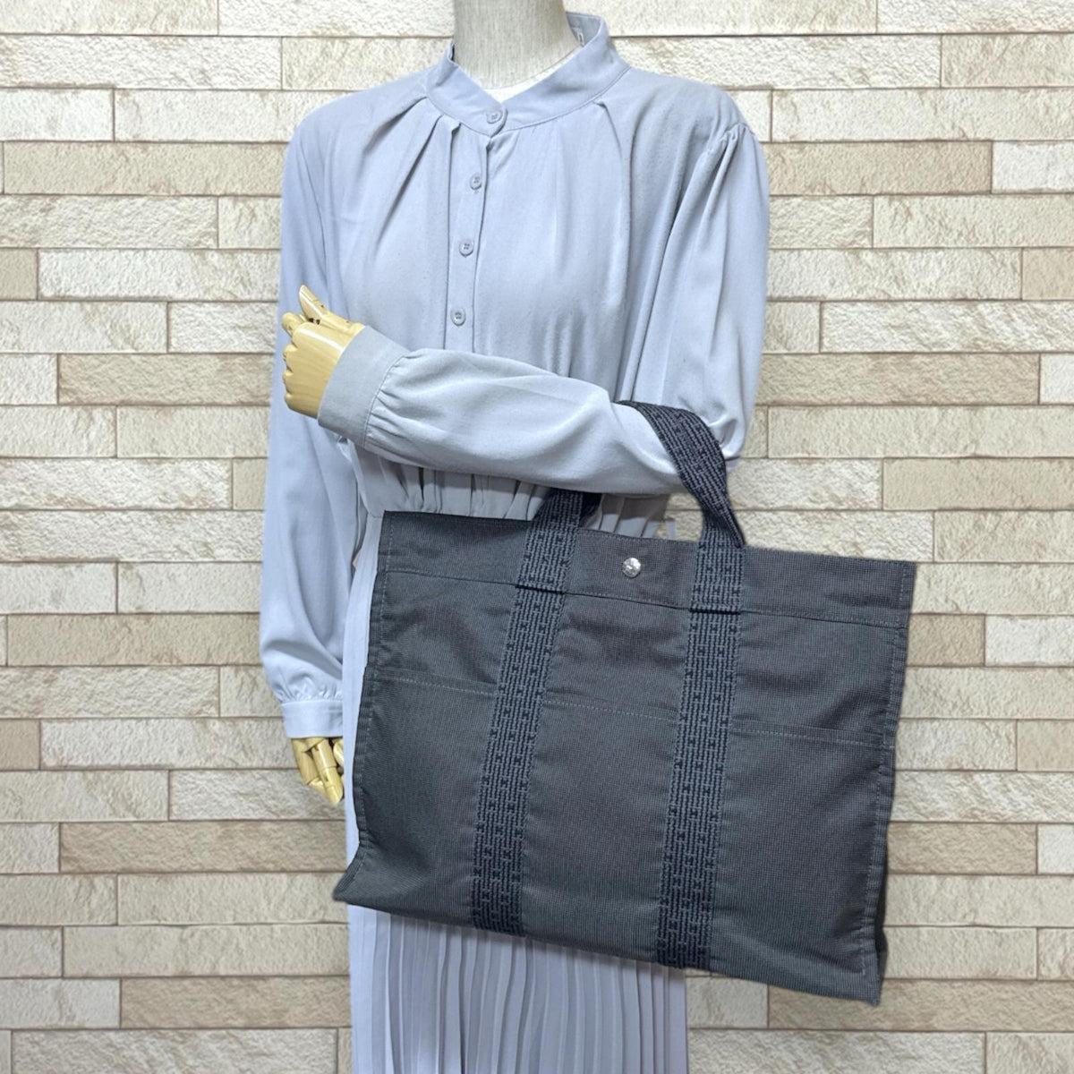 HERMES エルメス トートMM エールライン トートバッグ キャンバス
