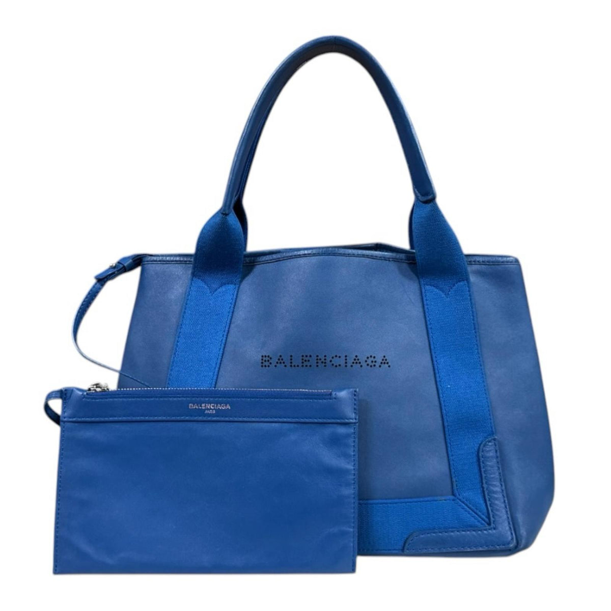 バレンシアガ　ネイビーカバス　ポーチ　トートバッグ　ハンドバッグ　ブルー　S BALENCIAGA バレンシアガ ネイビーカバS ハンドバッグ レザー ブルー