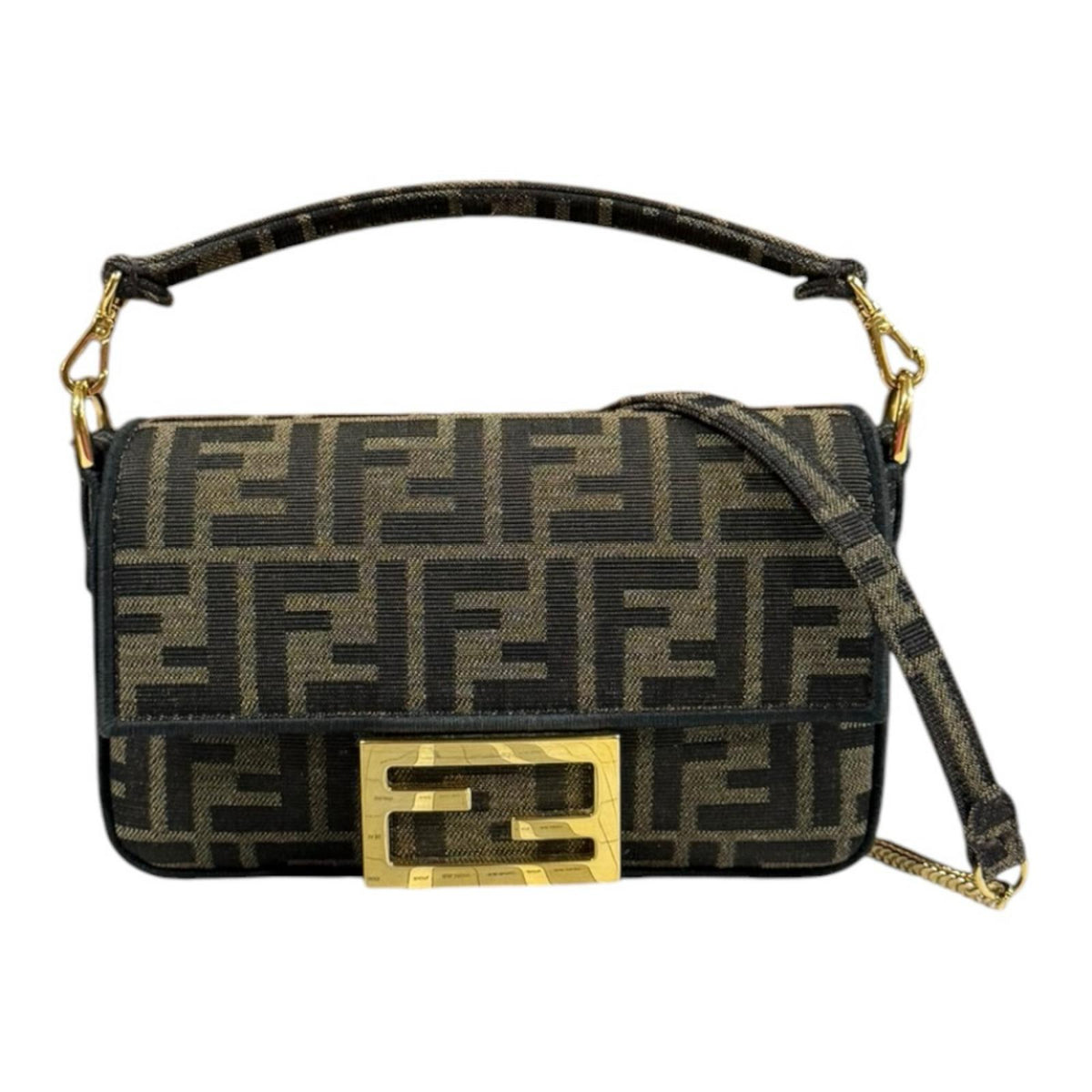 FENDI フェンディ バゲット ミニ ズッカ ショルダーバッグ キャンバス 