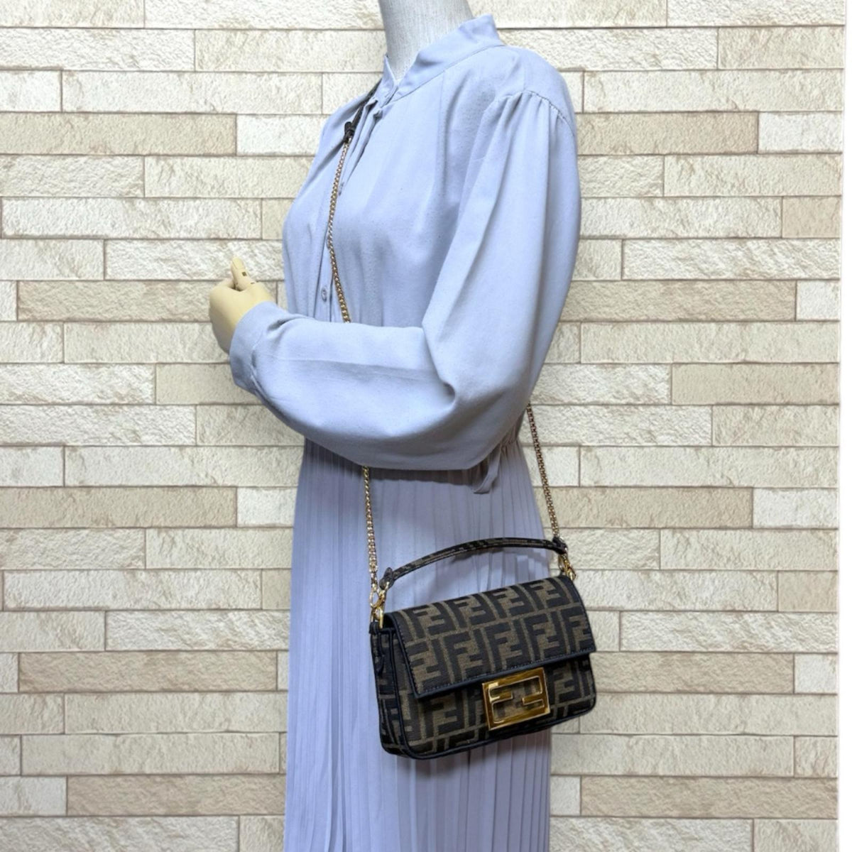 FENDI フェンディ バゲット ミニ ズッカ ショルダーバッグ キャンバス