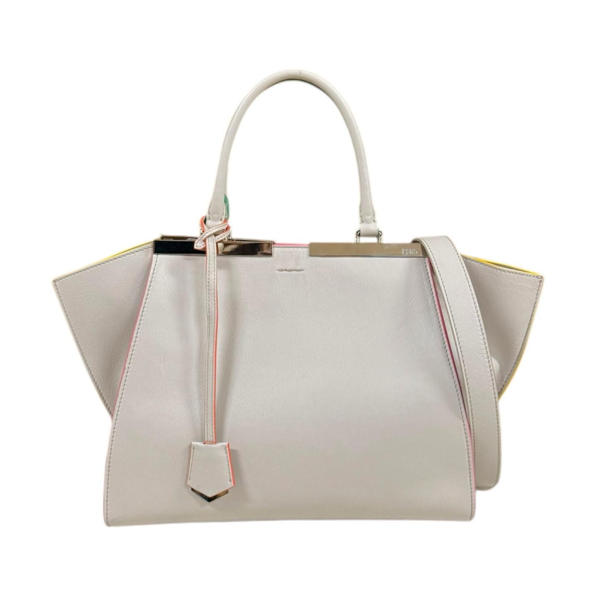 FENDI フェンディ トロワジュール ショルダーバッグ レザー ベージュ