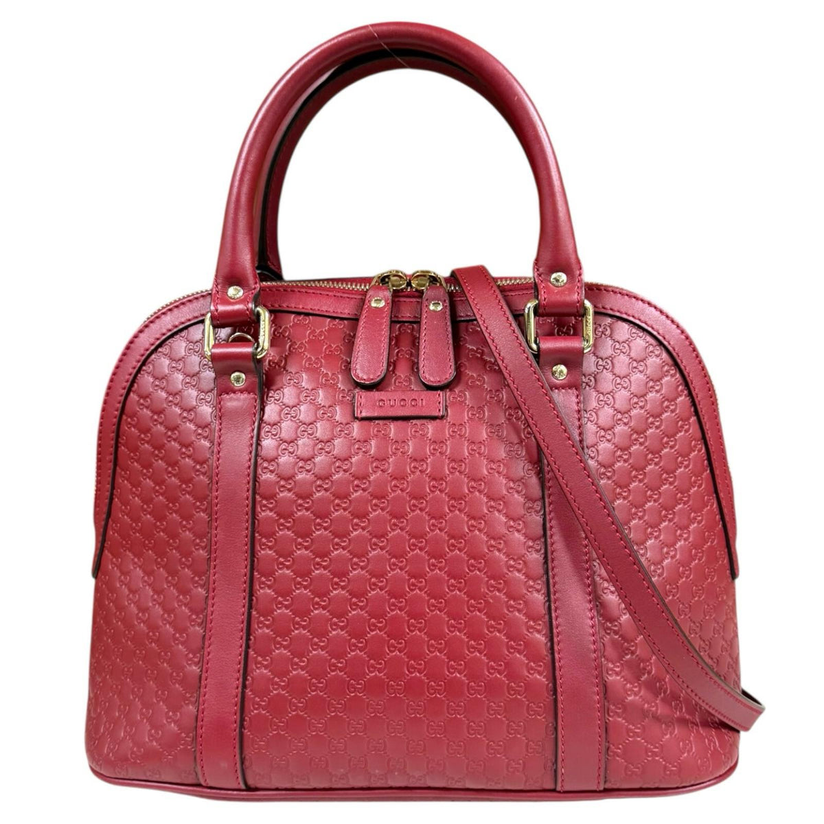 GUCCI グッチ マイクログッチシマ ショルダーバッグ レザー レッド