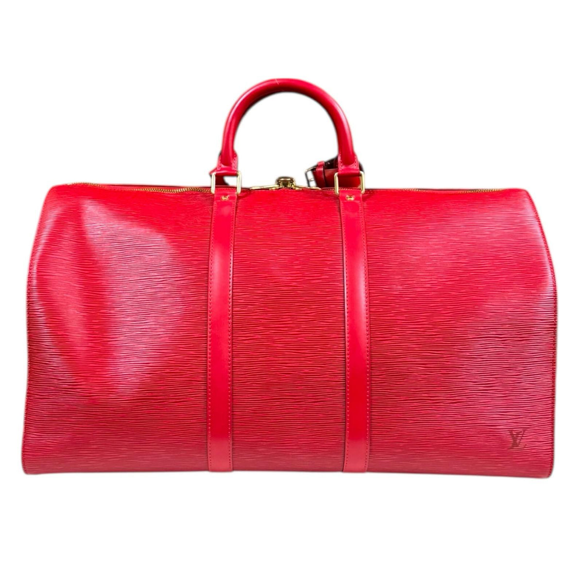 LOUIS VUITTON Keepall 50 Epi Handbag Epi Leather Red Ladies Used