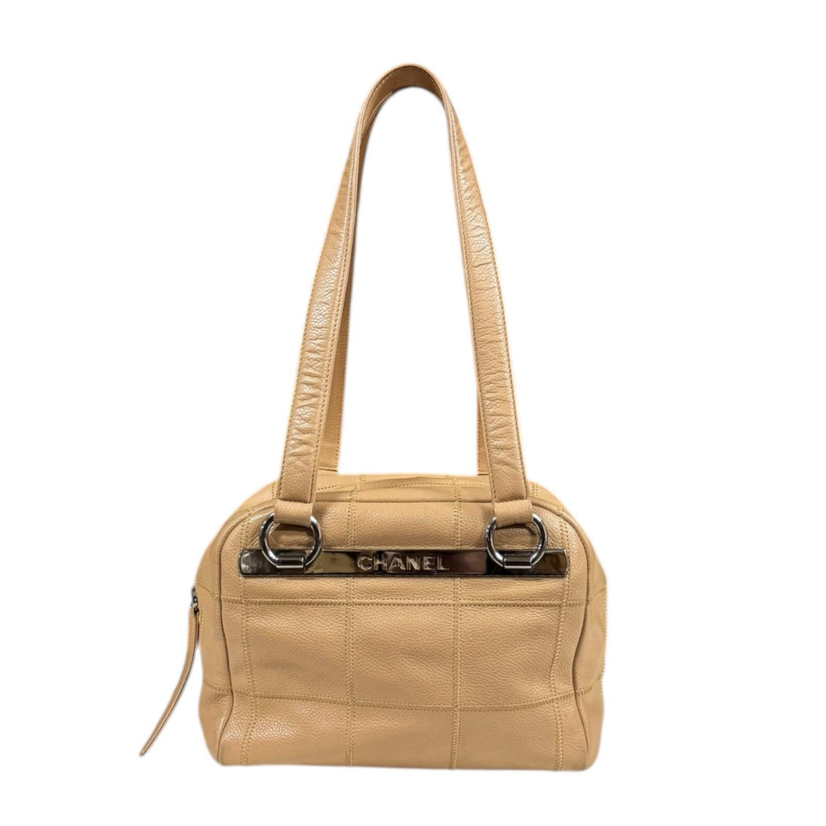 CHANEL シャネル チョコバー ショルダーバッグ レザー ベージュ