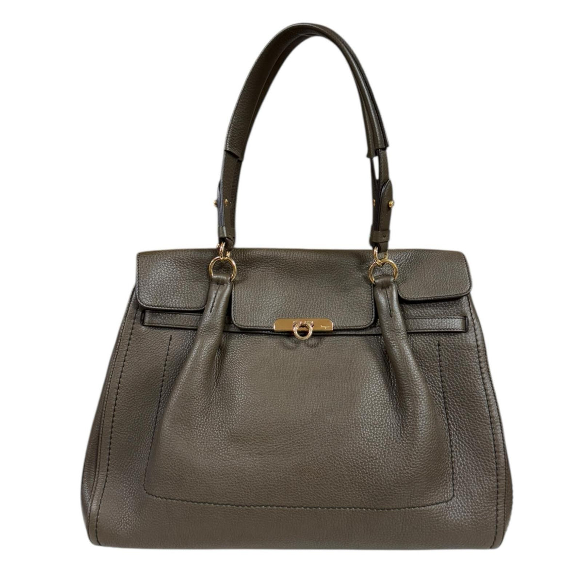 美品●希少●フェラガモ　ハンドバッグ　ロゴ　ガンチーニ　ラバー　ダークブラウン 楽天市場】Salvatore Ferragamo サルバドール