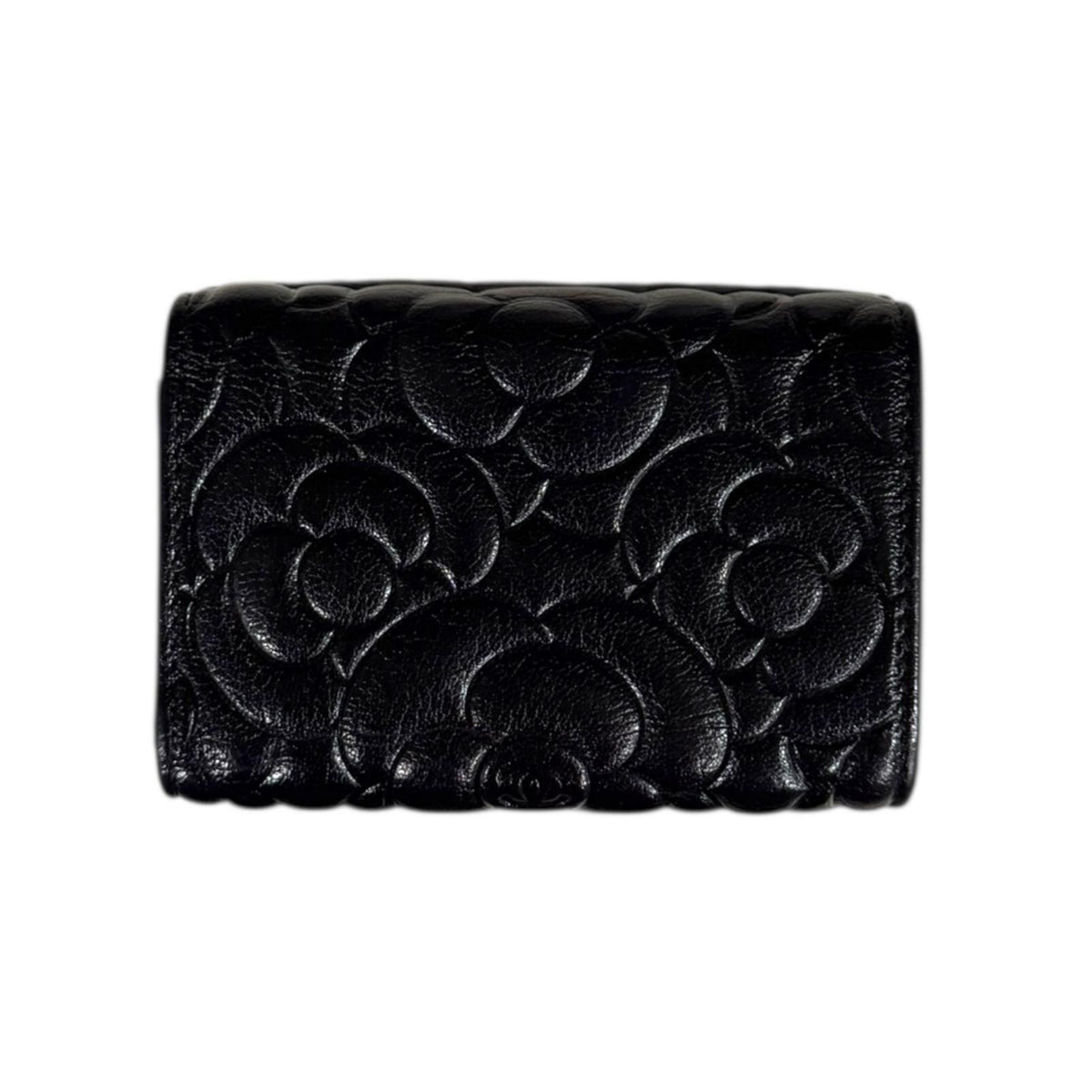 シャネル スモールフラップウォレット カメリア 三つ折り財布 レザー レディース CHANEL  中古 CHANEL シャネル スモールフラップウォレット カメリア 三つ折り財布