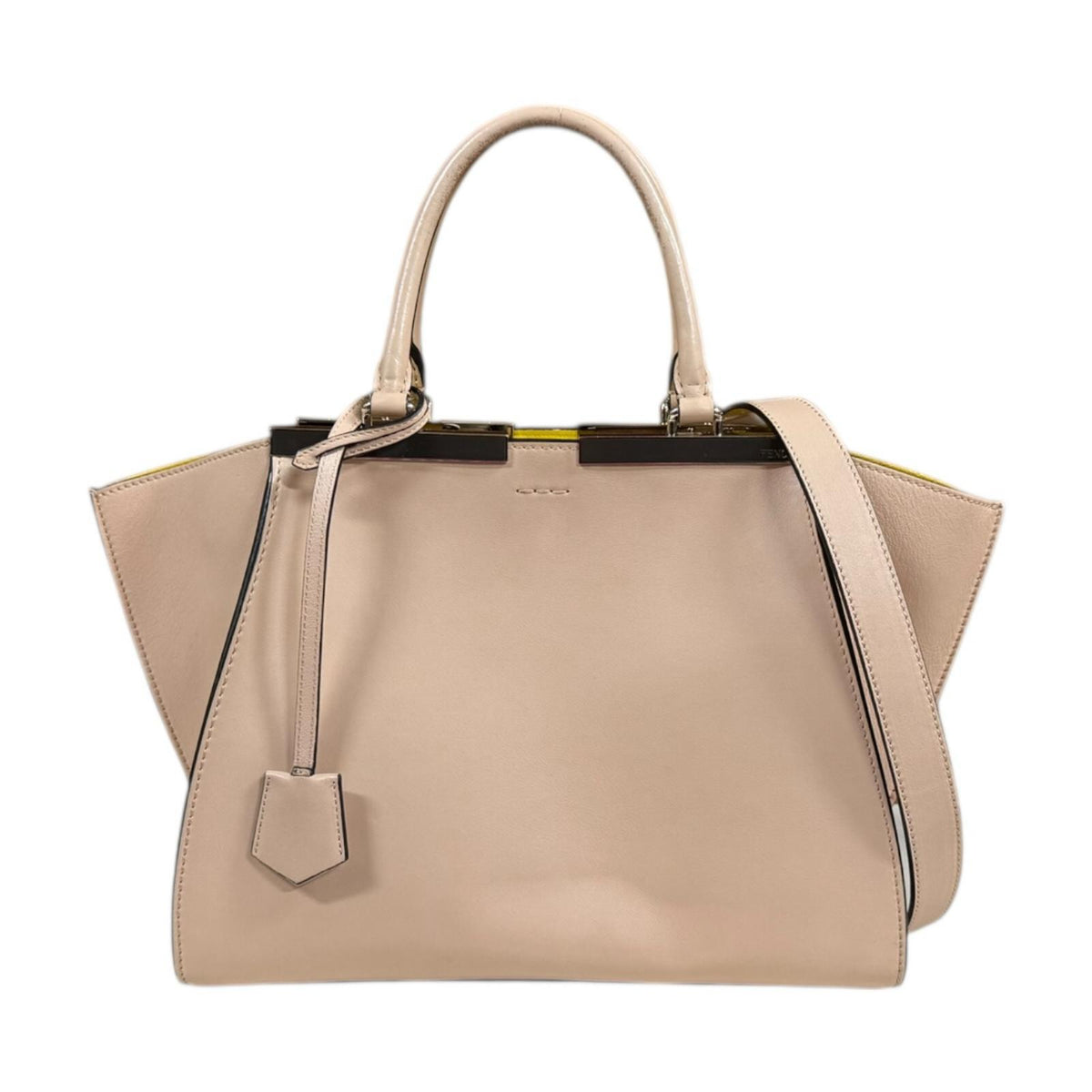 FENDI フェンディ トロワジュール ショルダーバッグ レザー ベージュ