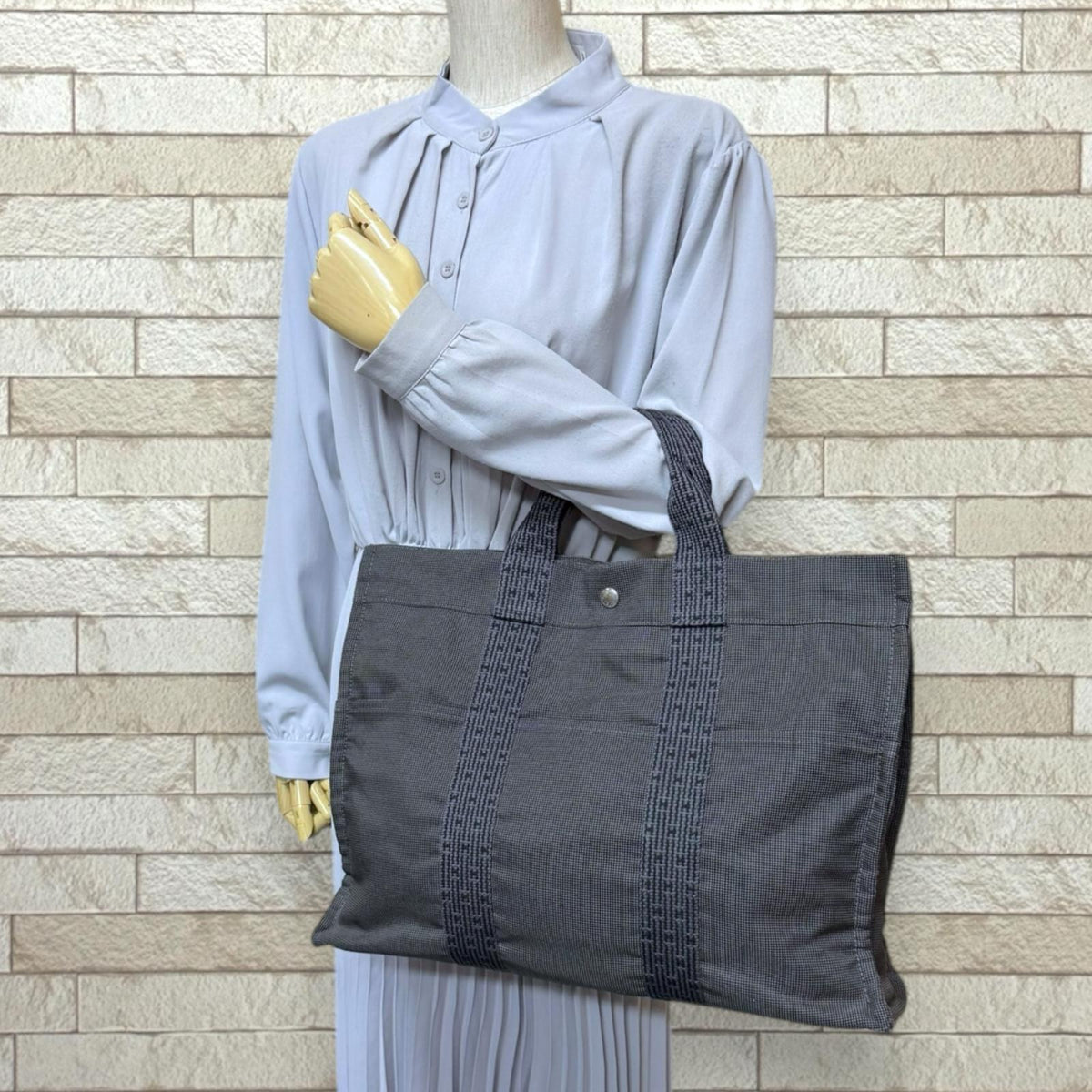 HERMES エルメス トートMM エールライン トートバッグ キャンバス