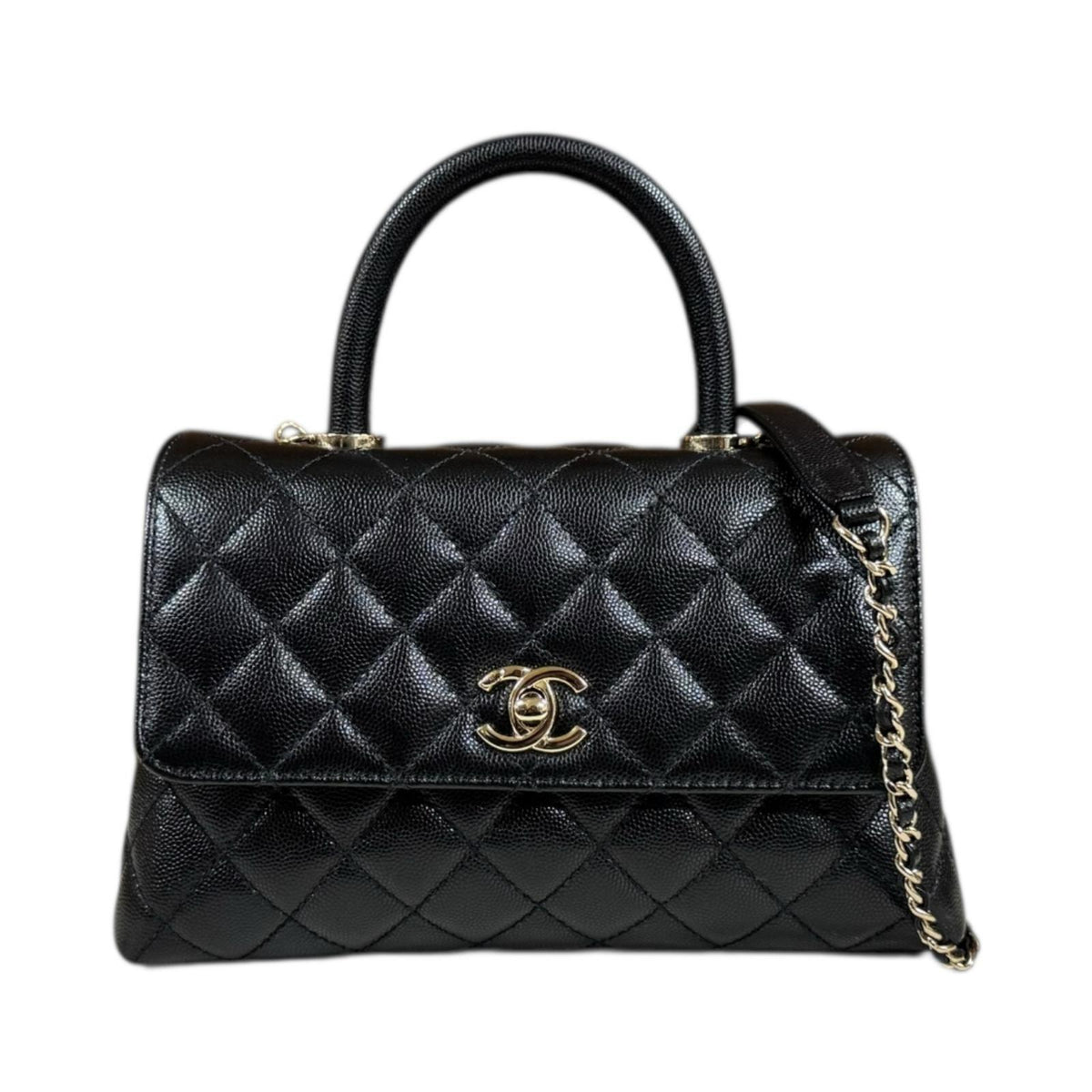 しまじらう♡CHANEL ココハンドル　キャビア黒S CHANEL（シャネル） ショルダーバッグ マイクロミニ ココハンドル