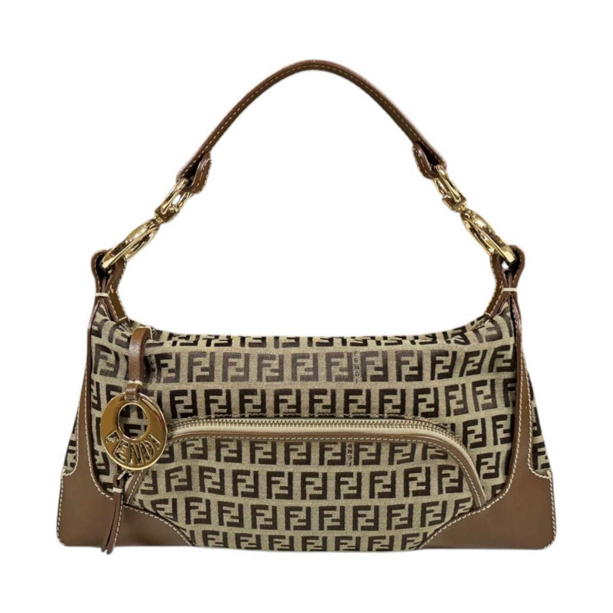 FENDI フェンディ ズッキーノ ハンドバッグ キャンバス ブラウン