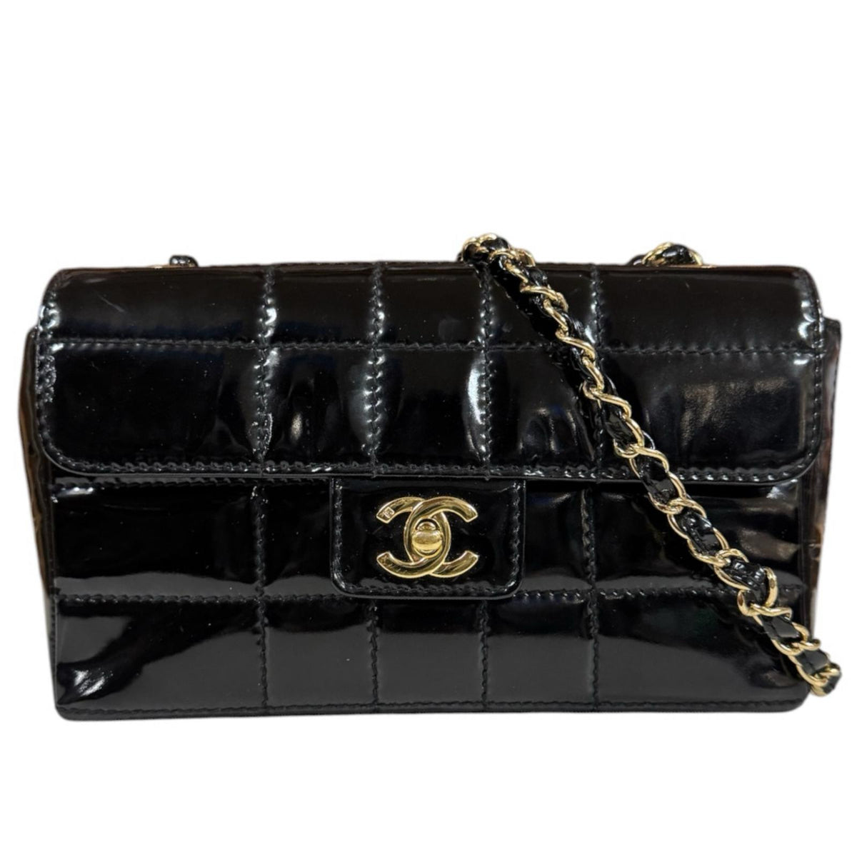 CHANEL シャネル チョコバー ショルダーバッグ パテントレザー