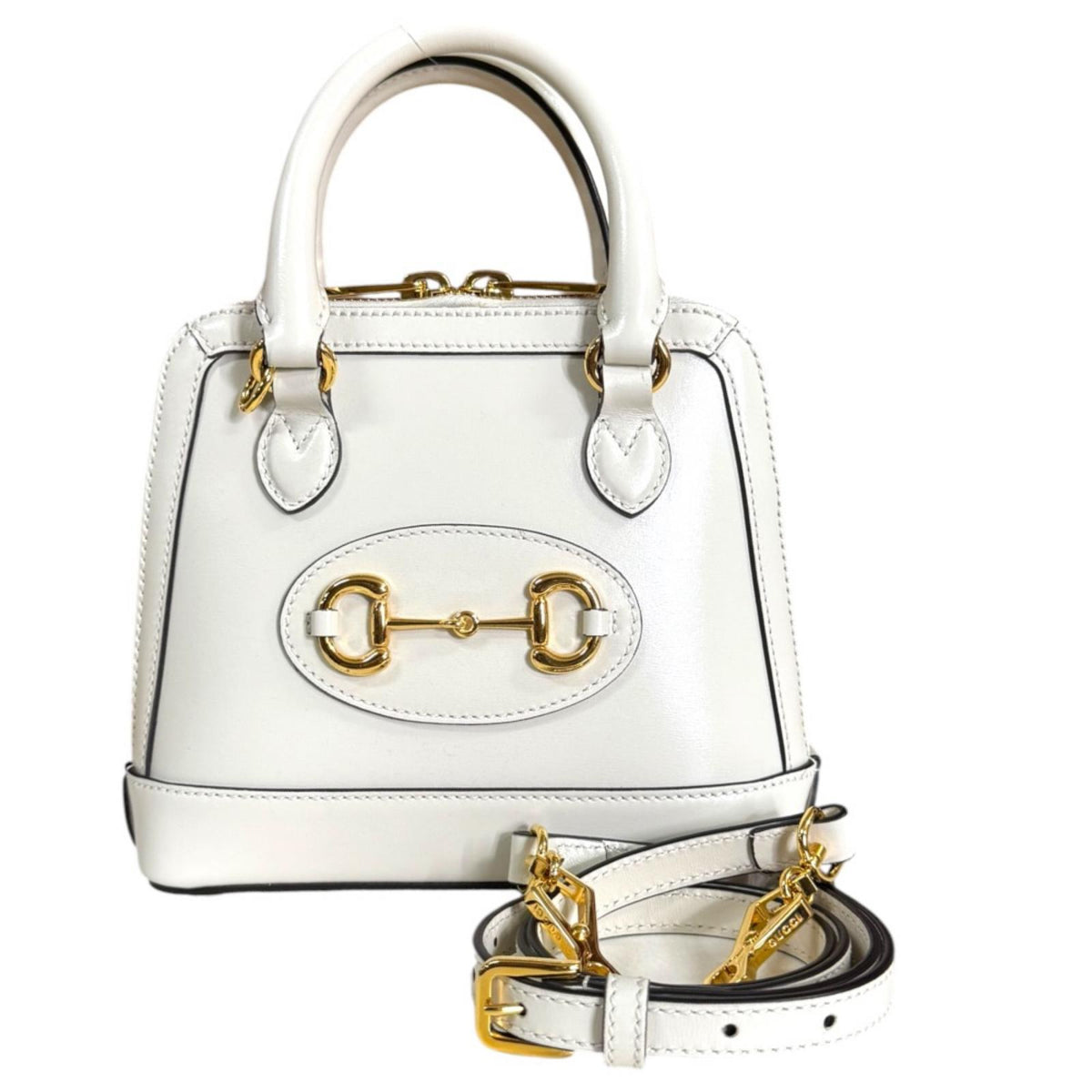 GUCCI グッチ ホースビット1955 ショルダーバッグ レザー ホワイト