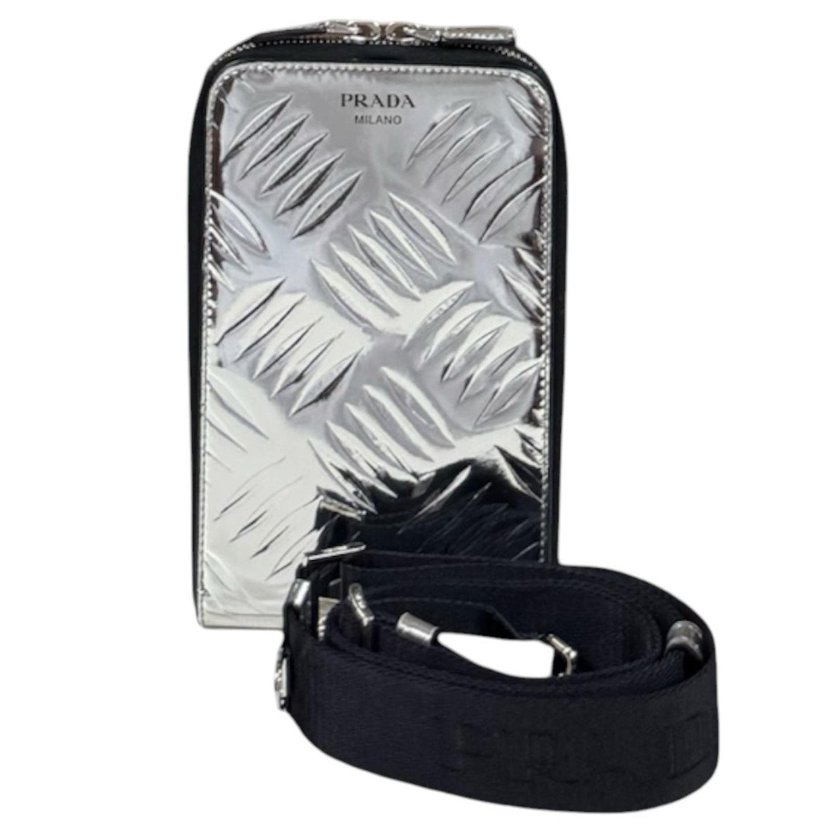 PRADA プラダ ショルダーバッグ レザー シルバー ユニセックス 中古 