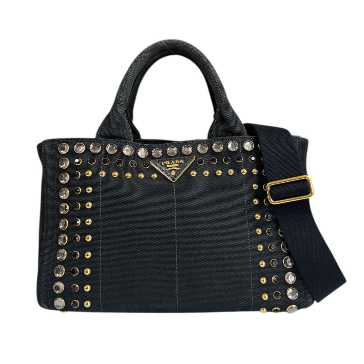 希少　PRADA プラダ カナパ　2way ビジュースタッズ トート　カーキ 希少 PRADA プラダ カナパ 2way ビジュースタッズ トート カーキ