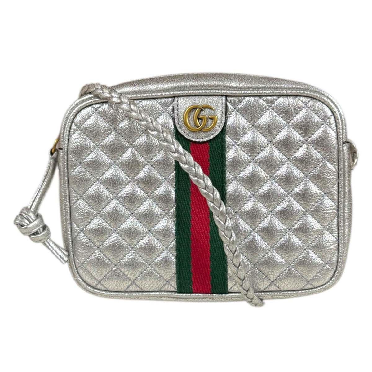 GUCCI スーキー GG柄 ワンショルダー　シルバー　中古 GUCCI グッチ キルティング ミニショルダーバッグ GG マーモント