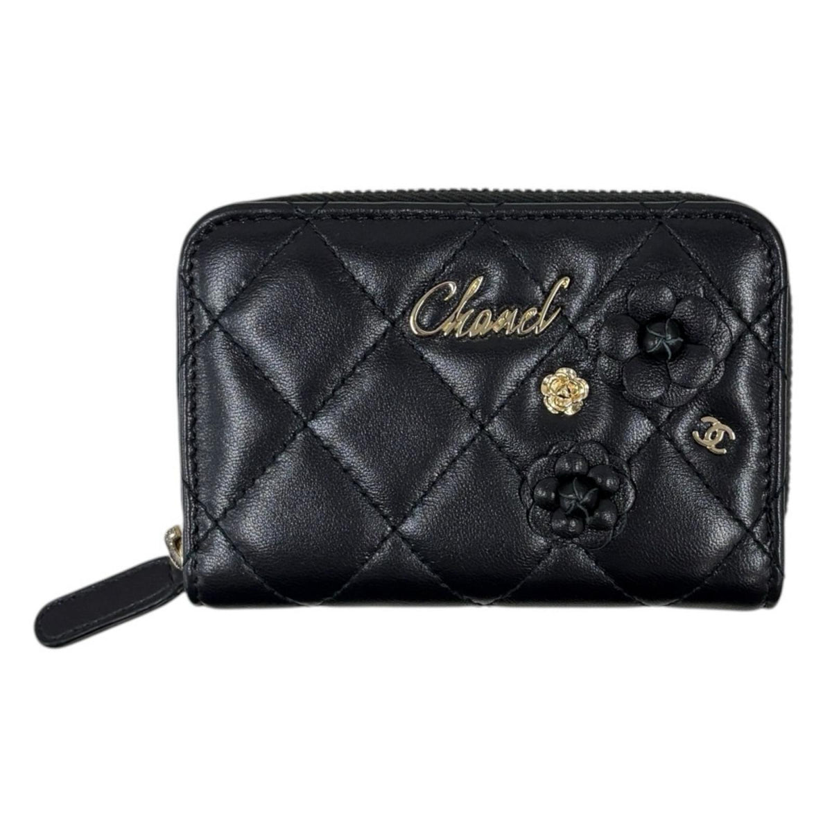 CHANEL シャネル カメリア マトラッセ カードケース ラムスキン