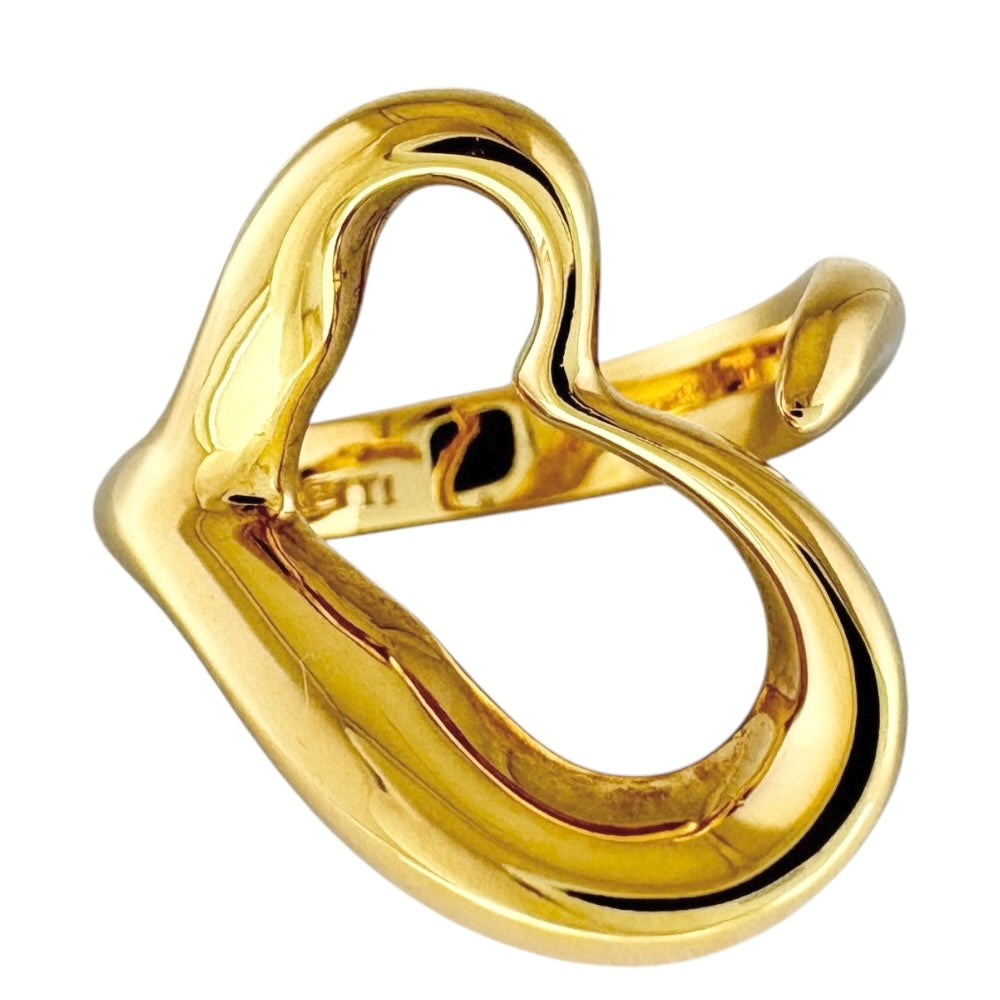 TIFFANY & CO. Tiffany Open Heart Ring Ring 6.5 18 Gold K18 Yellow