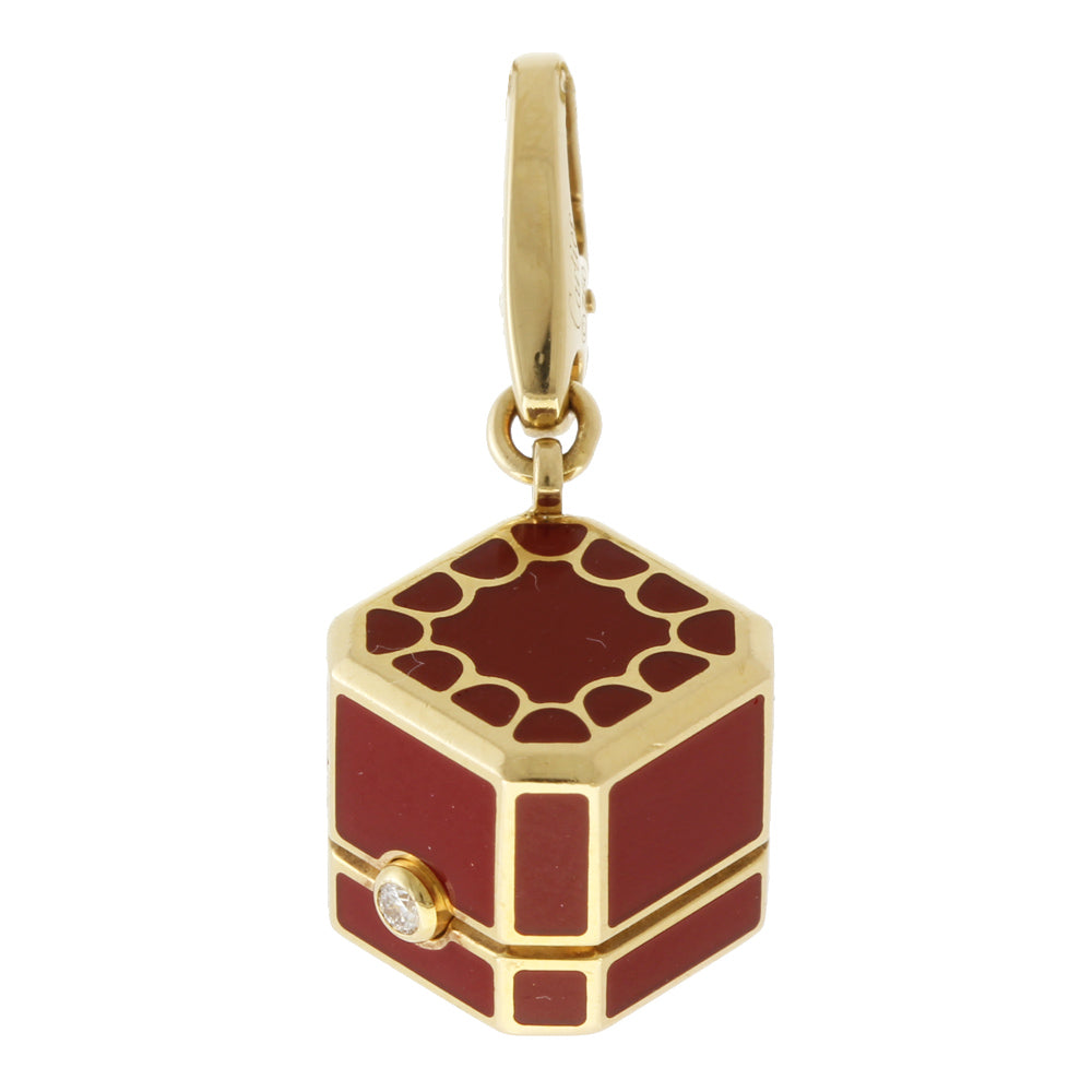 CARTIER Jewelry Box Pendant Top 18K Yellow Gold Diamond Women's