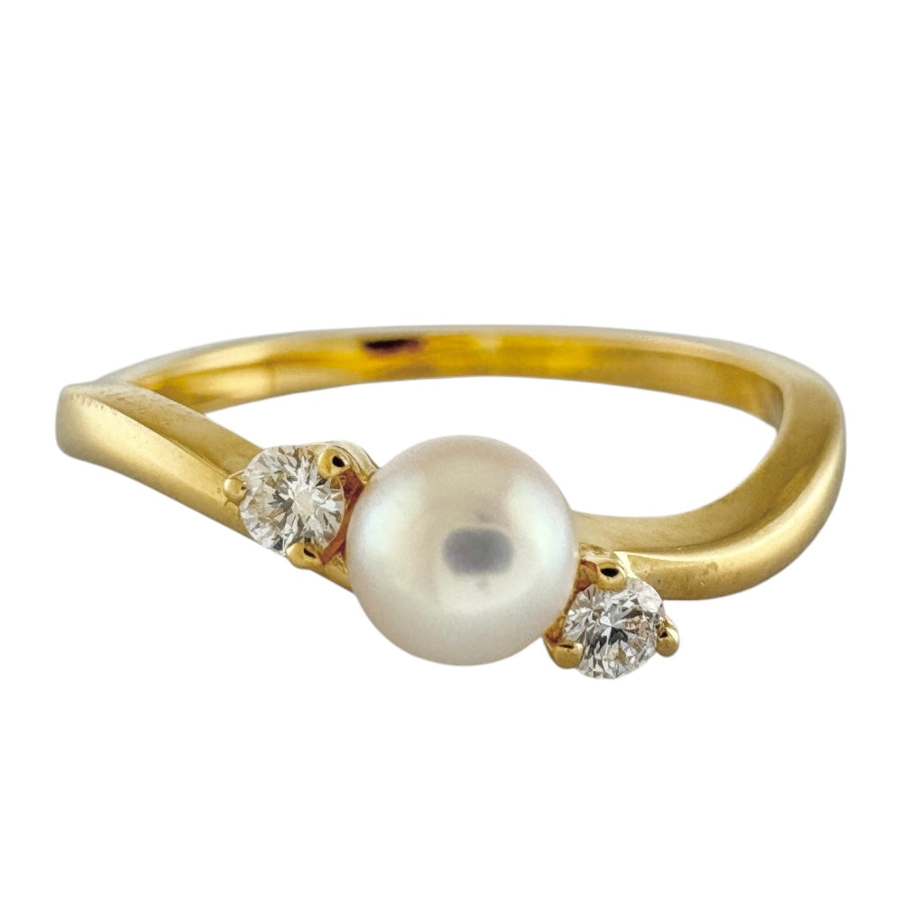 MIKIMOTO ミキモト リング 指輪 9号 18金 K18イエローゴールド パール
