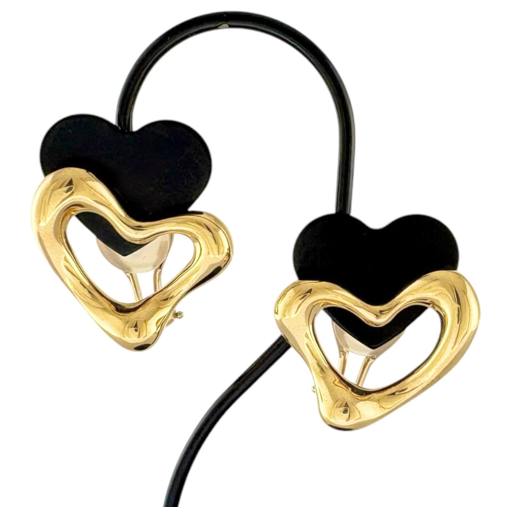 Tiffany & Co. Tiffany Open Heart Earrings 18 Gold K18 Yellow Gold