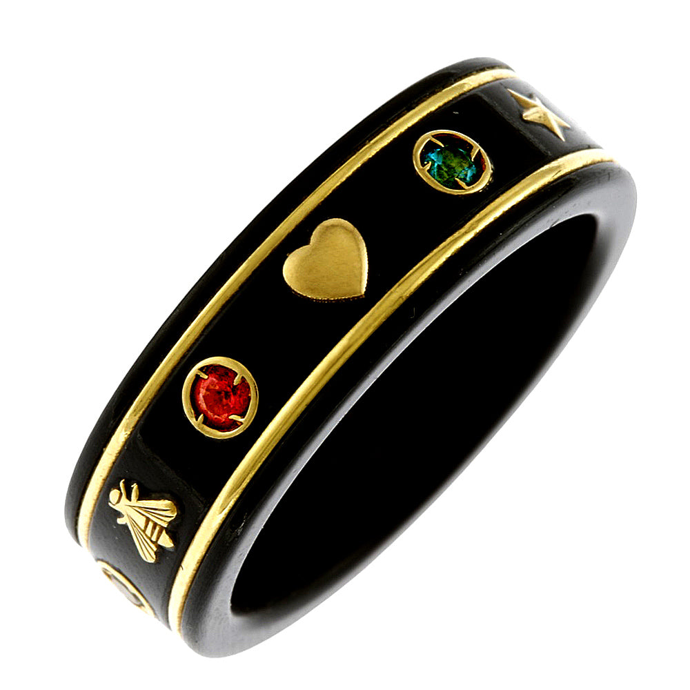 GUCCI グッチ アイコンリング GG セラミック ブラック 12号 指輪 GUCCI グッチ アイコンブラックセラミックジェームストーン/METAL