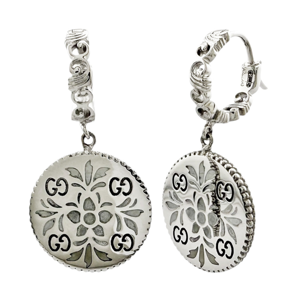 GUCCI グッチ アイコンブルーム ピアス 18金 K18ホワイトゴールド