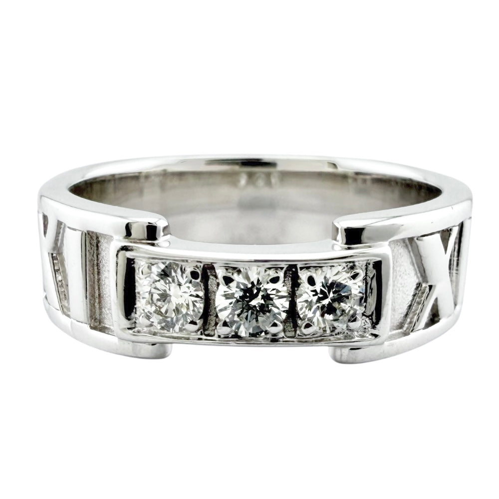 TIFFANY&Co. Tiffany Atlas Ring Size 7 18K K18 White Gold Diamond