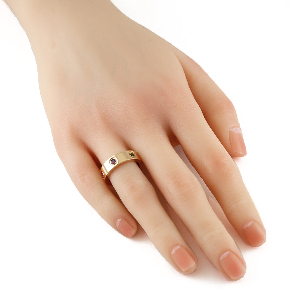 CARTIER Love Ring, size 12, 18K, K18 pink gold, sapphire, women's