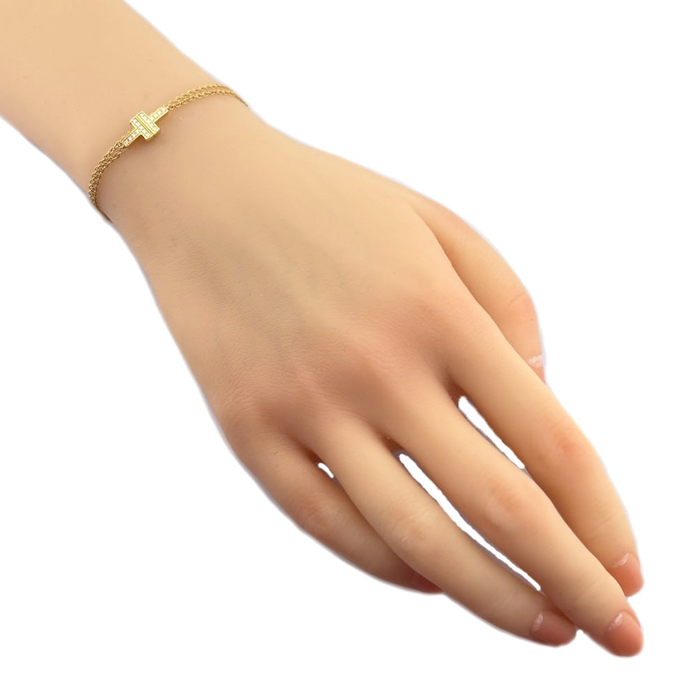 TIFFANY&Co. Tiffany T TWO Double Chain Bracelet 18K K18 Yellow