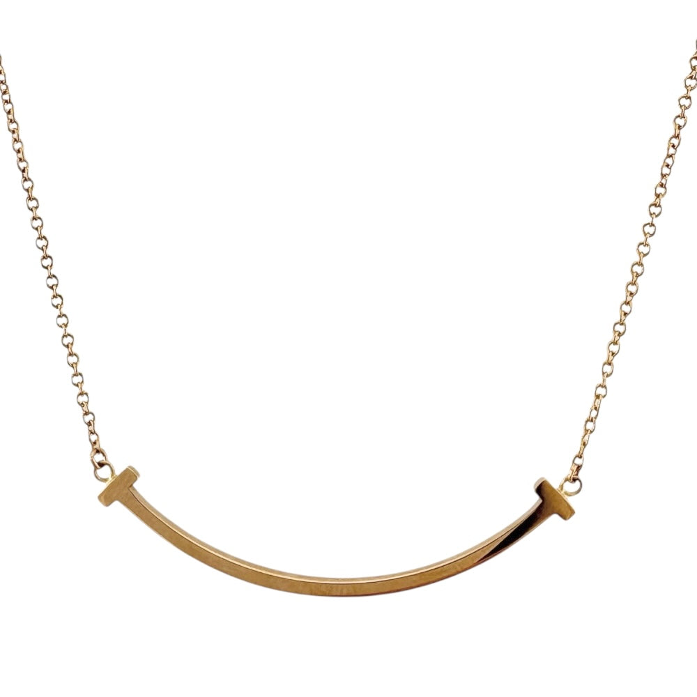 Tiffany & Co. Tiffany T Smile Necklace 18 Gold K18 Pink Gold