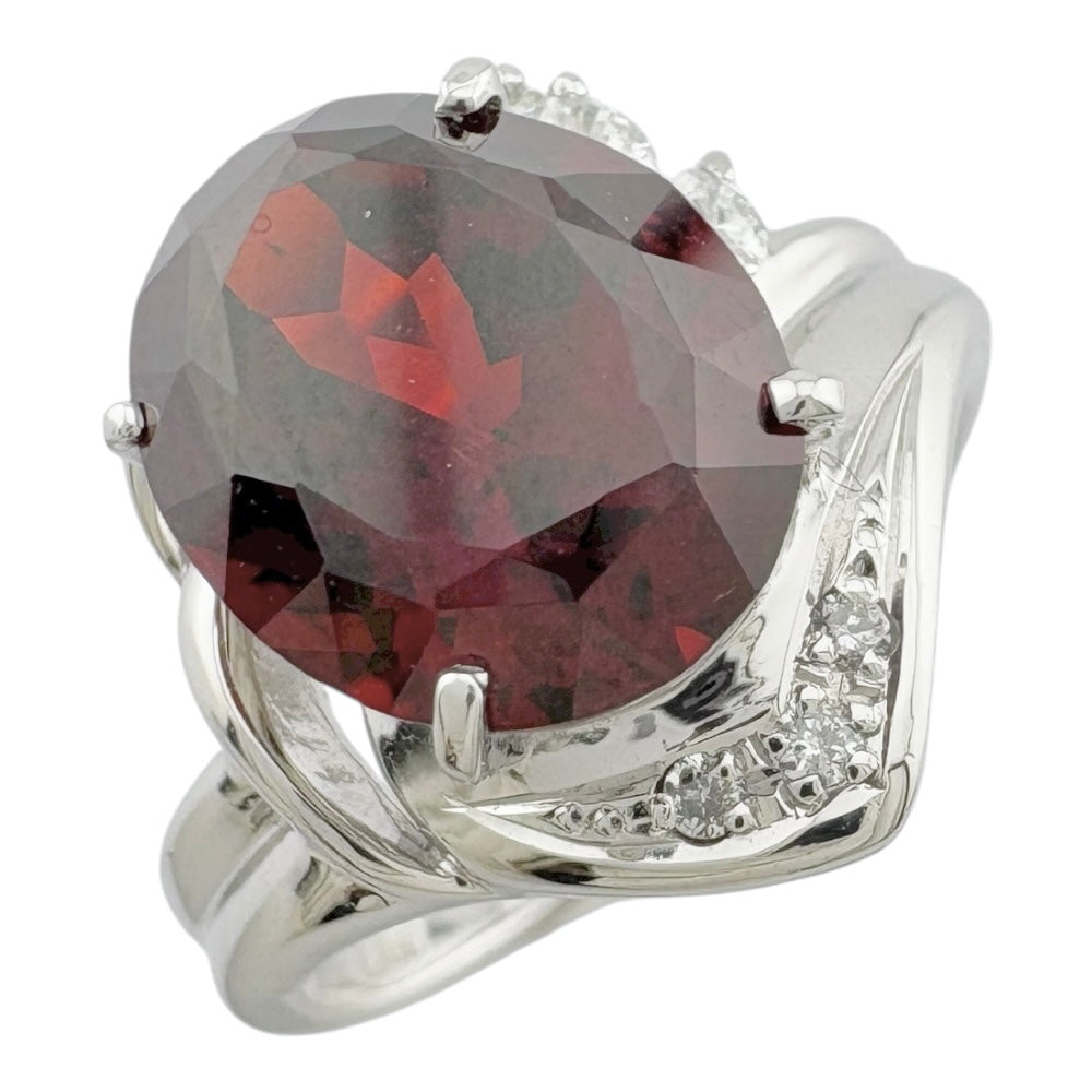 リング 指輪 12.5号 18金 ガーネット ダイヤモンド 0.15ct レディース 