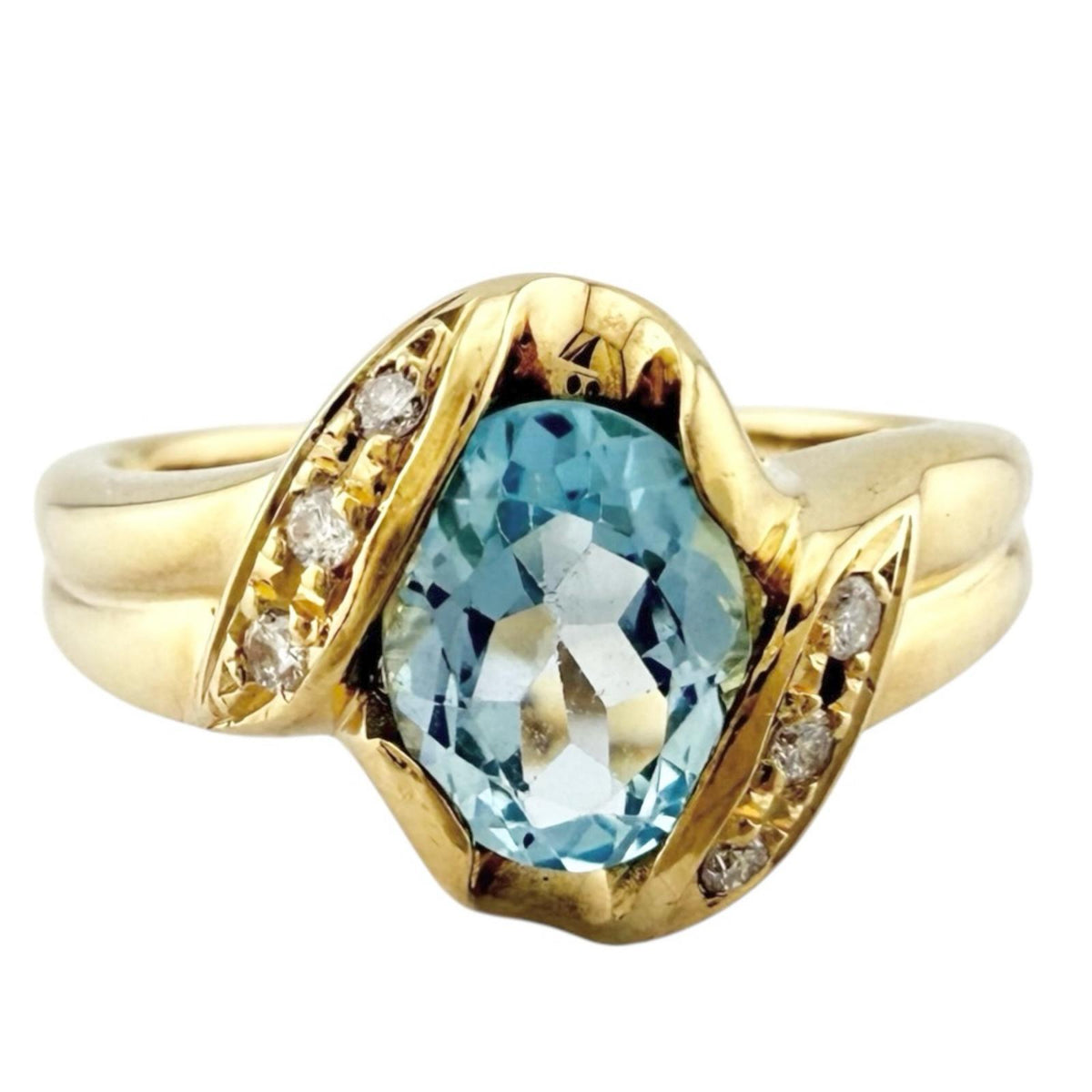 リング 指輪 15.5号 18金 K18イエローゴールド ブルートパーズ