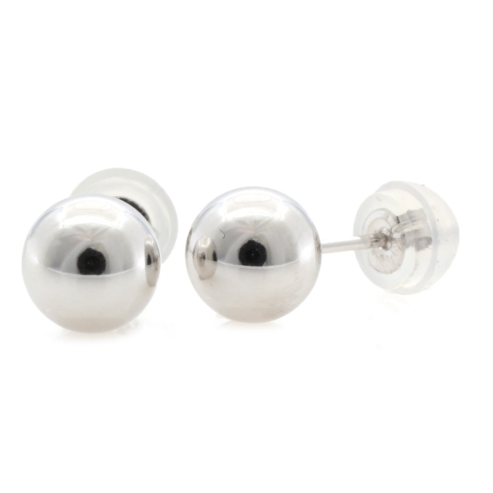 新品】 K14WG ピアス 丸玉 6mm ボール 14金 K14ホワイトゴールド 