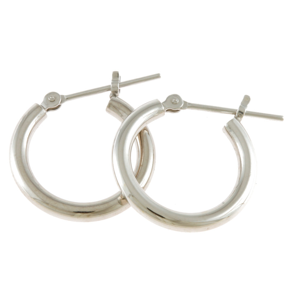 New] K14WG Earrings Hoop Pipe 2 x 15 14K K14 White Gold Silver