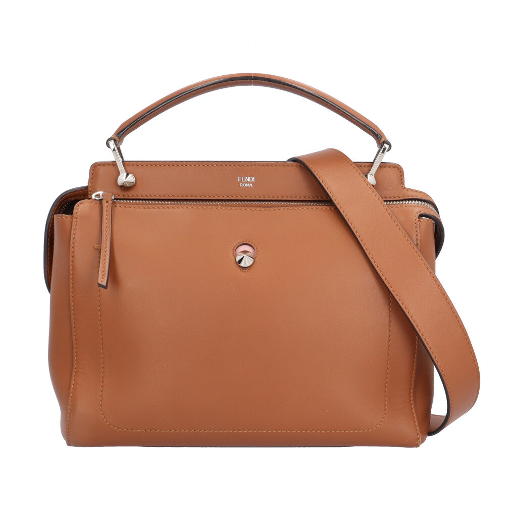 FENDI フェンディ ドットコム ショルダーバッグ レザー ブラウン 