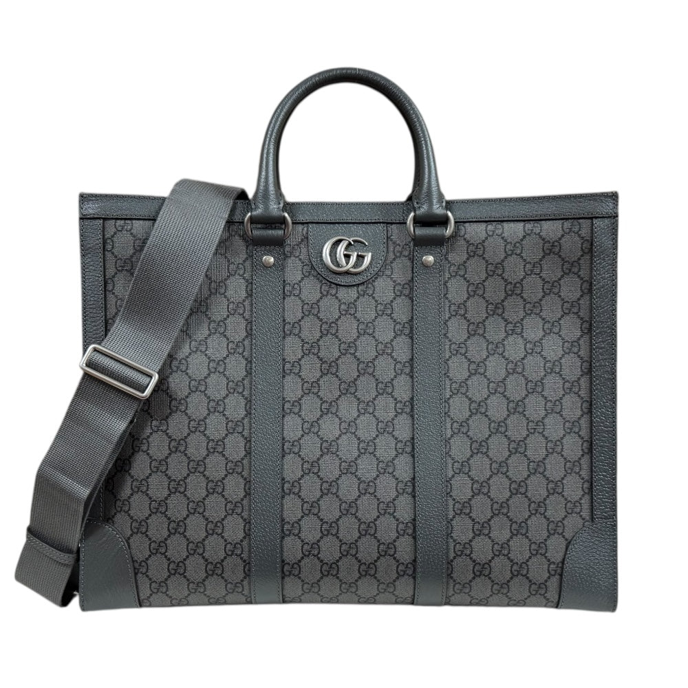 GUCCI Gucci Large Tote Ophidia Tote Bag GG Supreme Canvas Gray