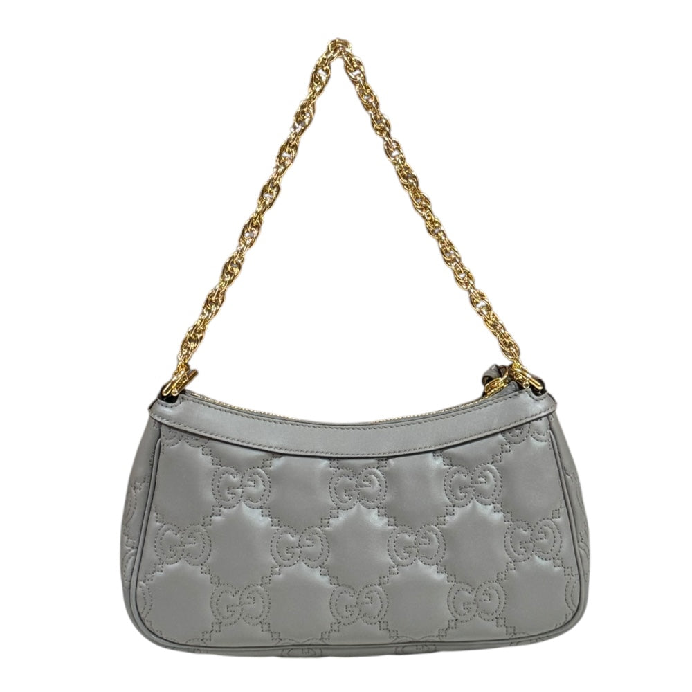 GUCCI グッチ GGマトラッセ ショルダーバッグ レザー グレー