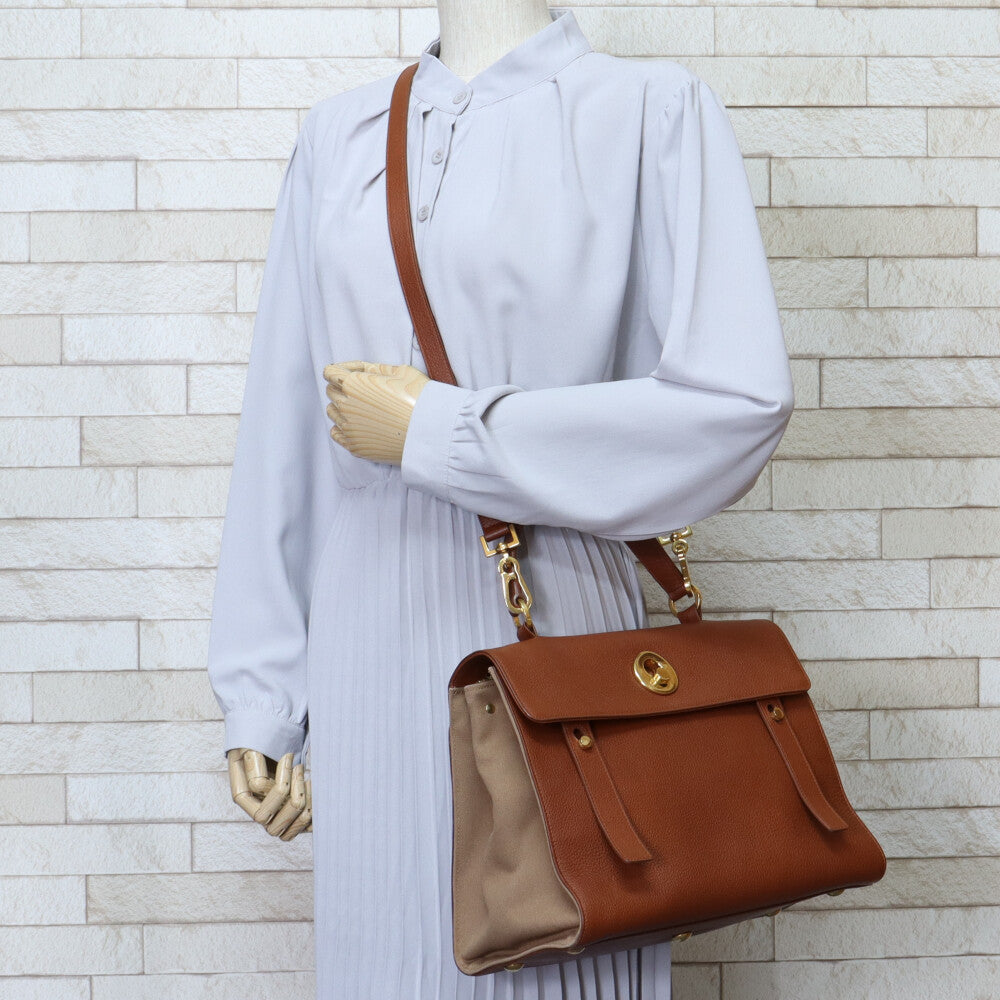 Saint Laurent Paris Muse Two Shoulder Bag Leather Brown Women's