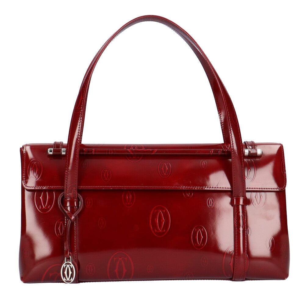 Cartier カルティエ ハッピーバースデー ハンドバッグ パテントレザー カルティエ CARTIER ハッピーバースデー ハンドバッグ パテントレザー