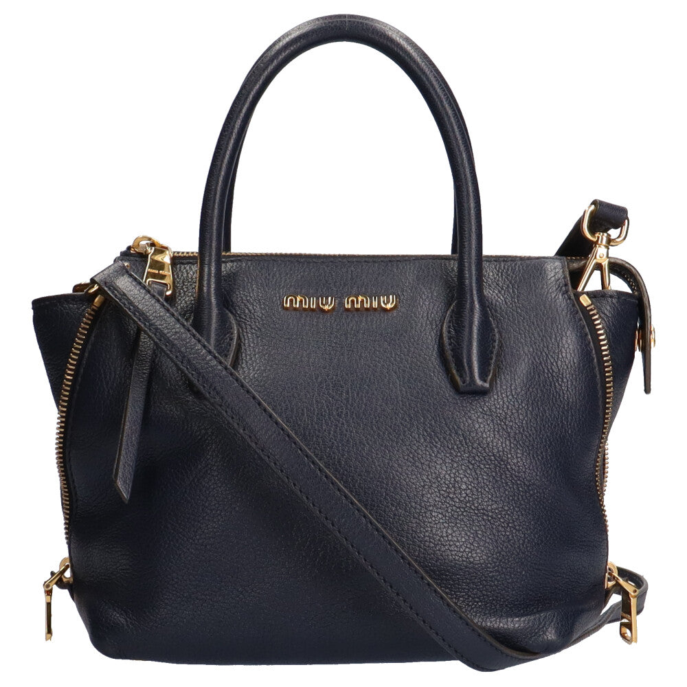 Miu Miu shoulder bag, leather, navy, women's, pre-owned – 【公式