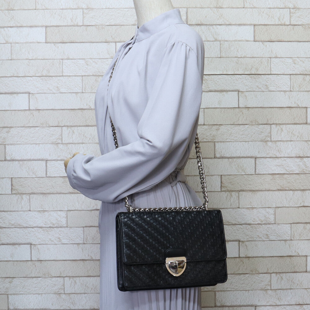 プラダ PRADA マドラスバッグ ショルダーバッグ レザー ブラック 