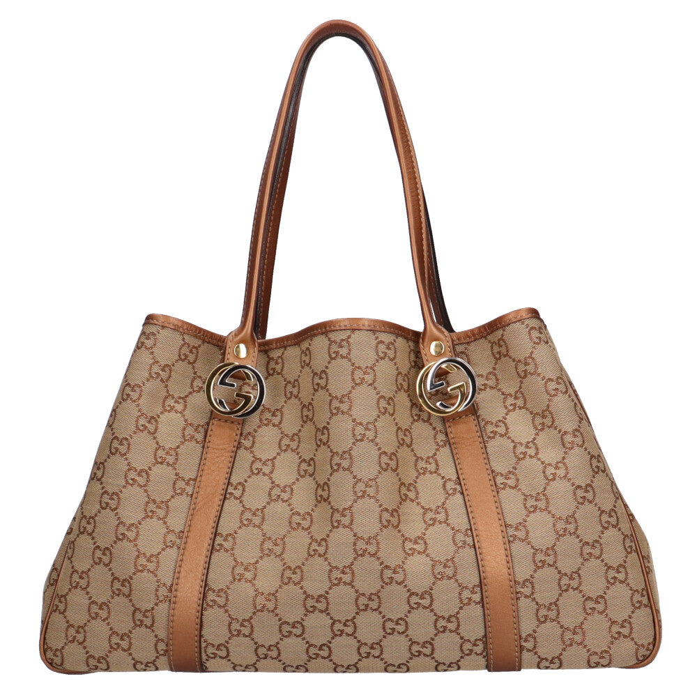 GUCCI GG Twins GG Canvas Tote Bag GG Canvas Beige Women's Used