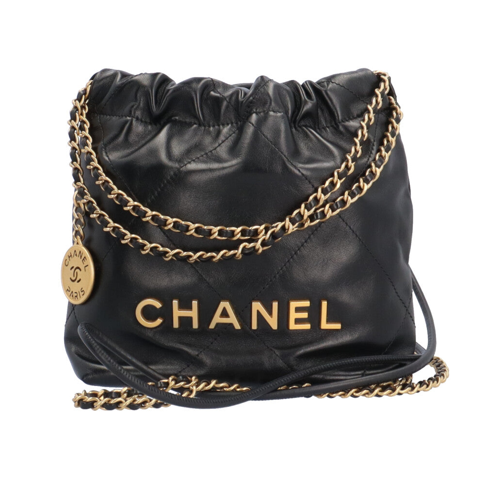 CHANEL 22 mini ショルダーバッグ CHANEL Chanel Chanel 22 Mini Handbag Shoulder Bag Leather Black