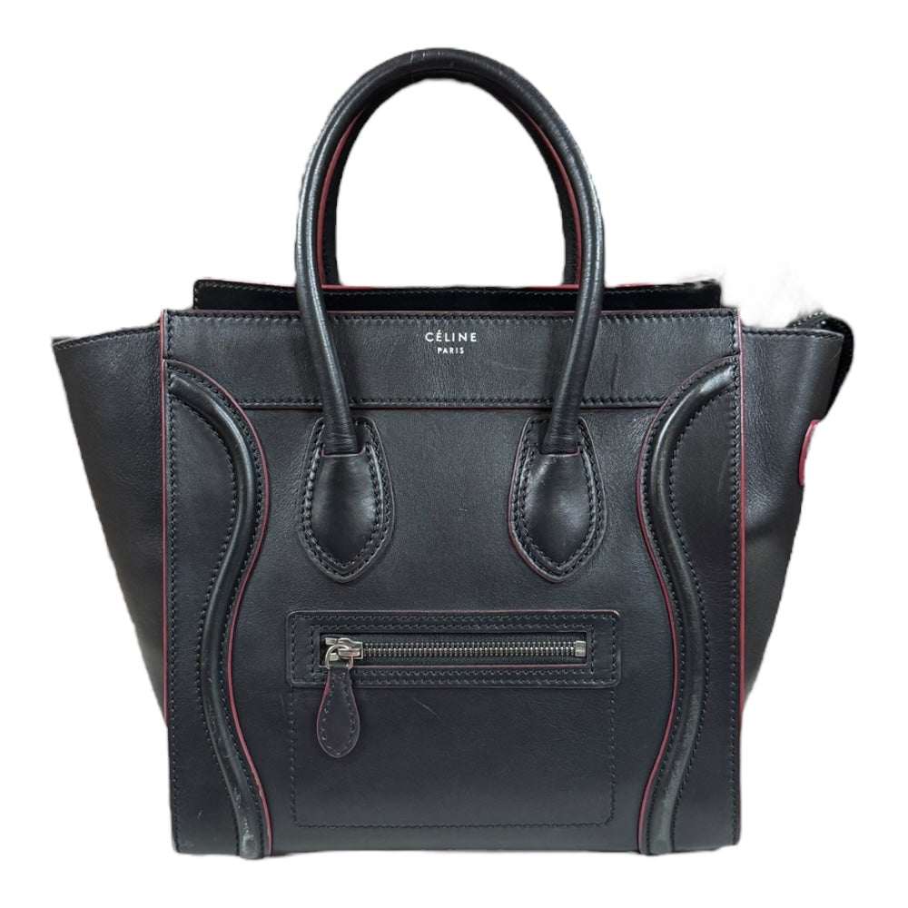 CELINE セリーヌ ラゲージ マイクロ ハンドバッグ レザー ブラック