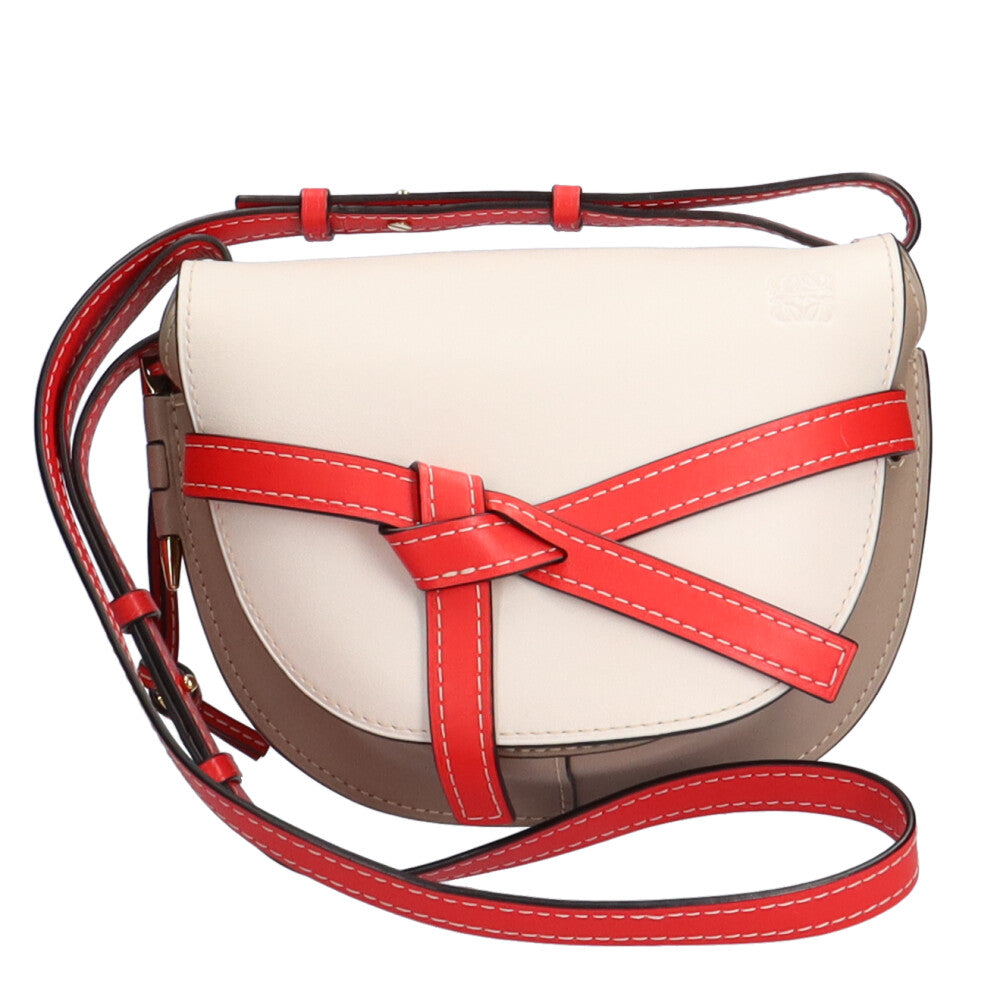 ロエベ LOEWE スモール ゲート ショルダーバッグ レザー ホワイト 