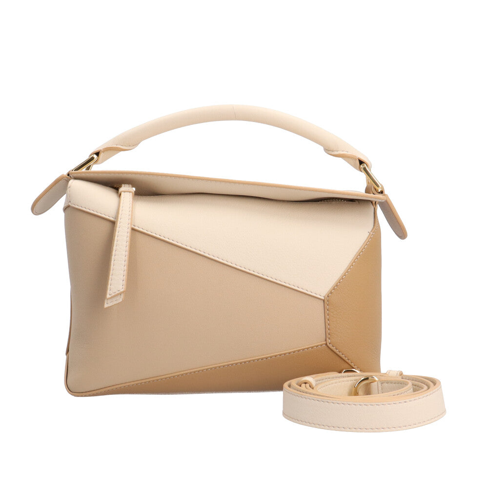 LOEWE Loewe Puzzle Bag Small Shoulder Bag Calf Beige Ladies Used