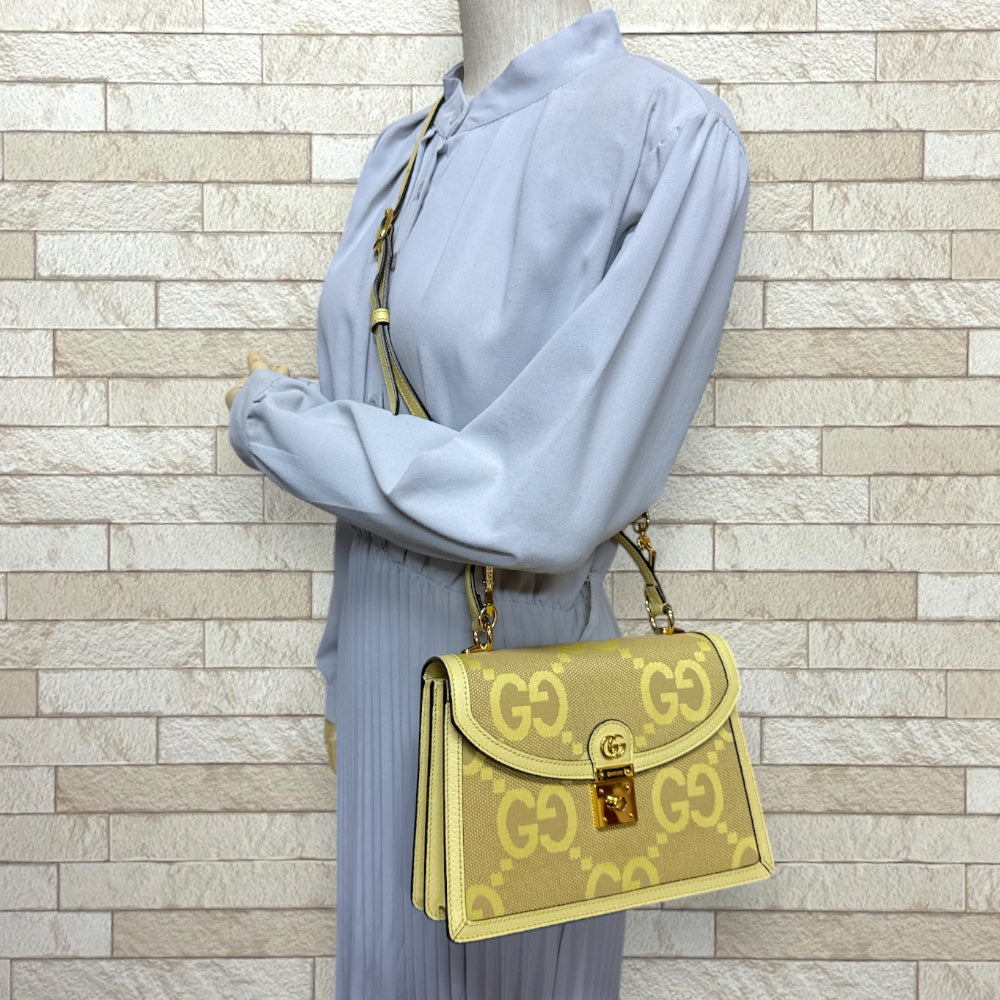 GUCCI グッチ ジャンボGG ショルダーバッグ キャンバス イエロー 