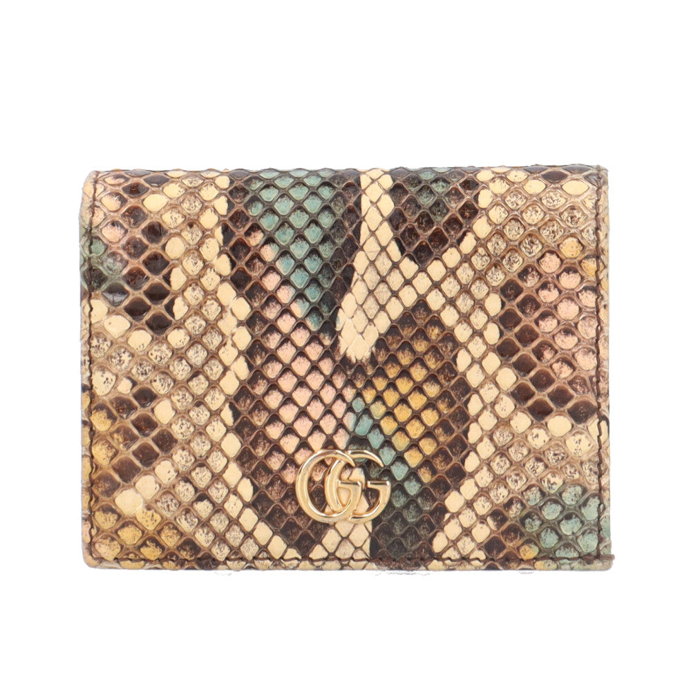 GUCCI グッチ GGマーモント 二つ折り財布 パイソン レディース 中古