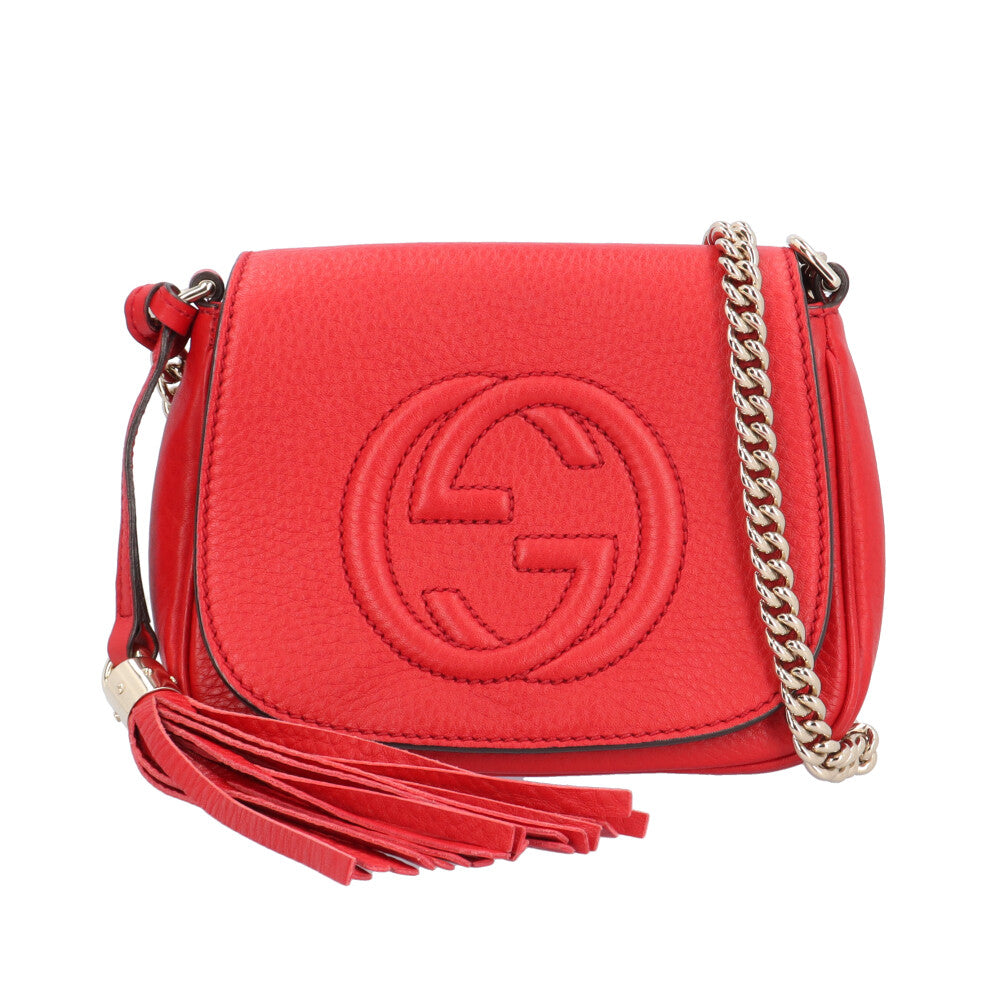 GUCCI グッチ スモール ソーホー ショルダーバッグ レザー レッド