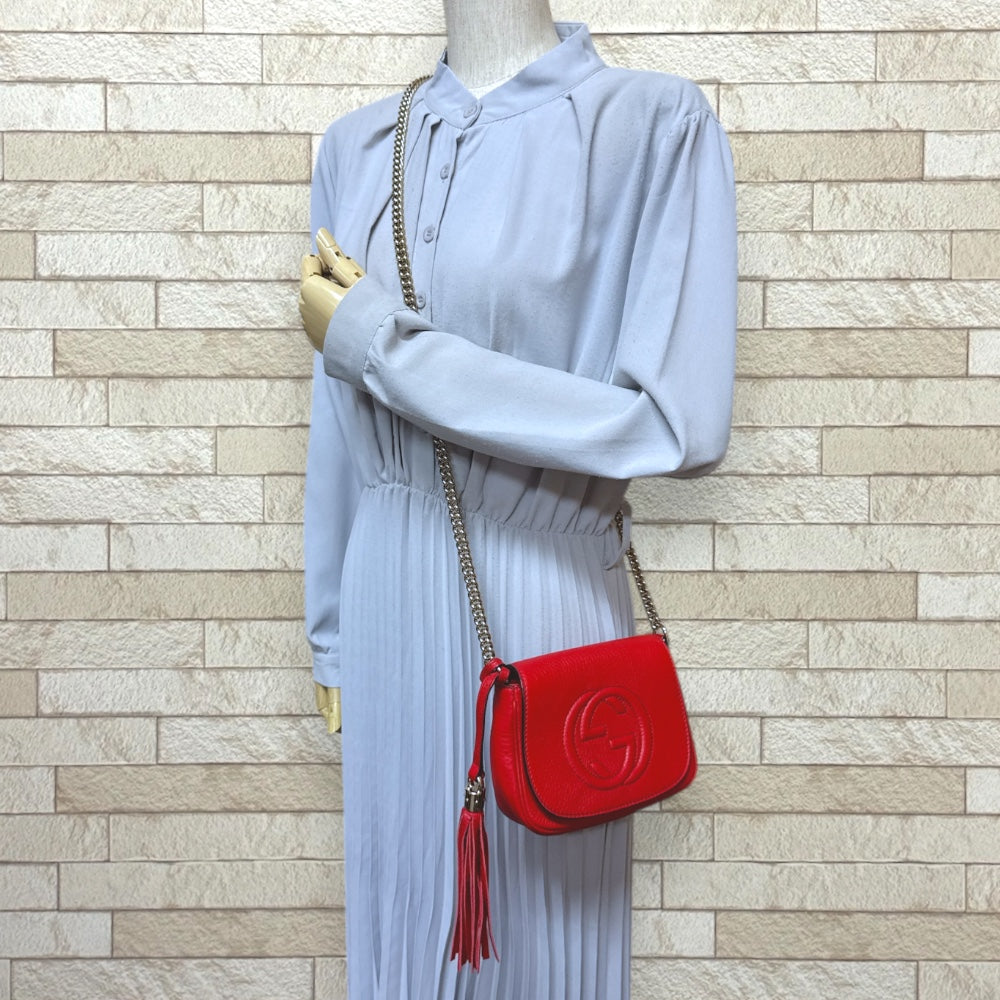 GUCCI グッチ スモール ソーホー ショルダーバッグ レザー レッド